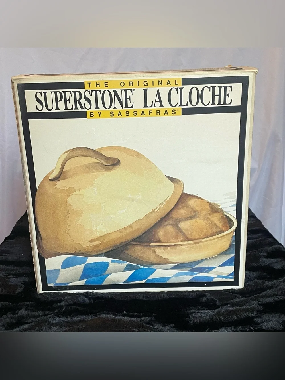 VTG 1991 Sassafras Superstone La Cloche Bread Baking Dome Original Box, Pamphlet